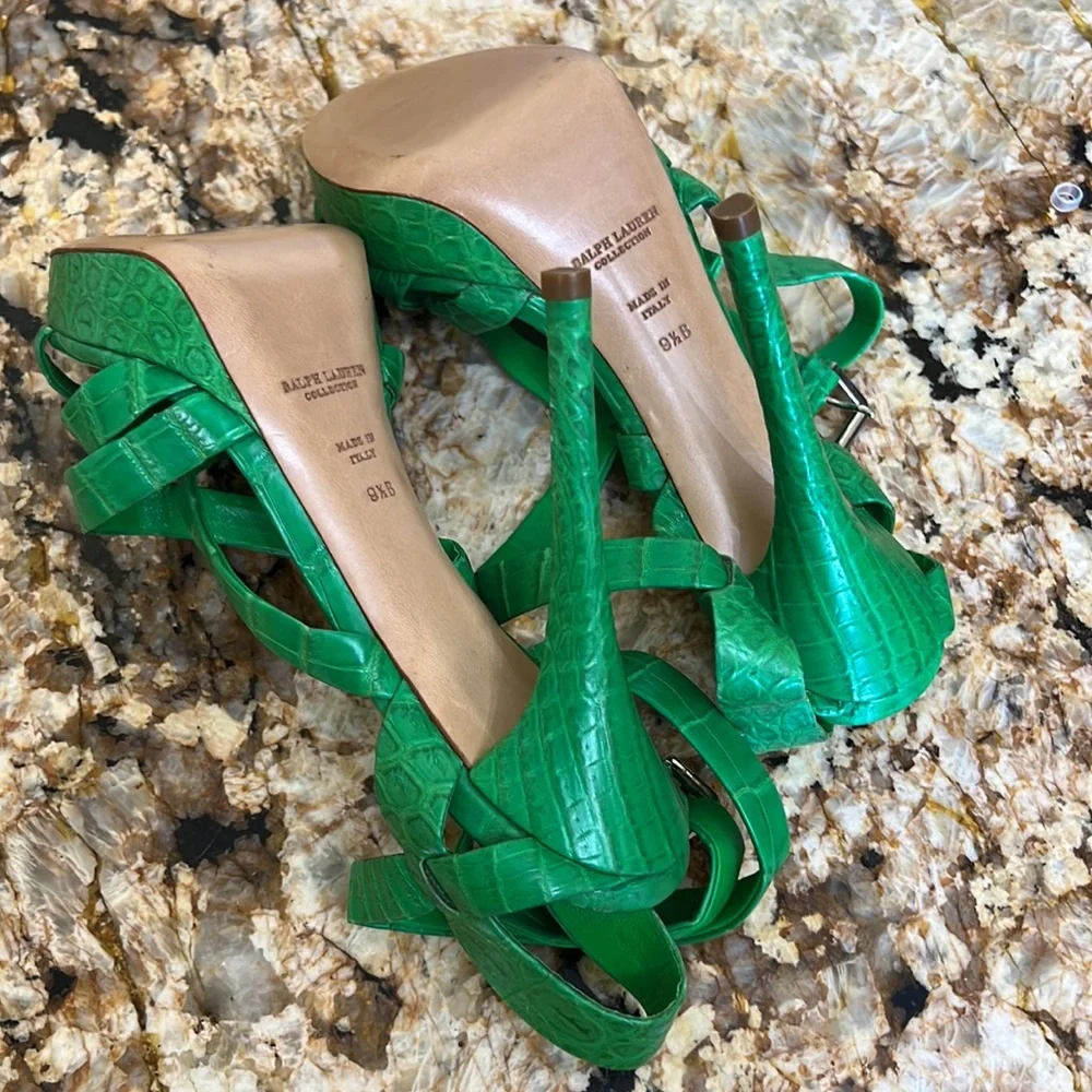 Ralph Lauren purple Label collection Shoes Collection alligator π.Green 91/2 G18 - Picture 7 of 7